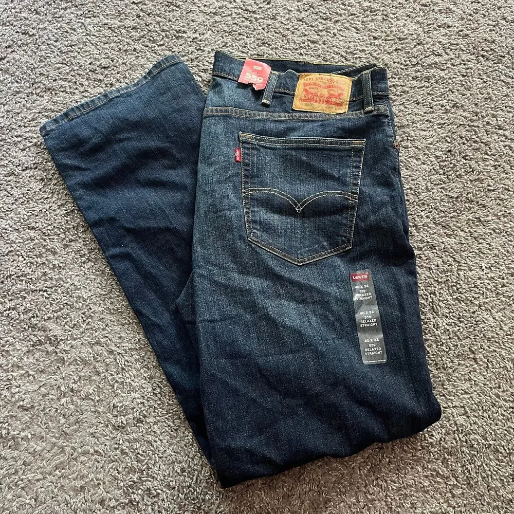 NEW Levi’s 599 Relaxed Straight Jeans Denim Dark Wash Mens 40x32